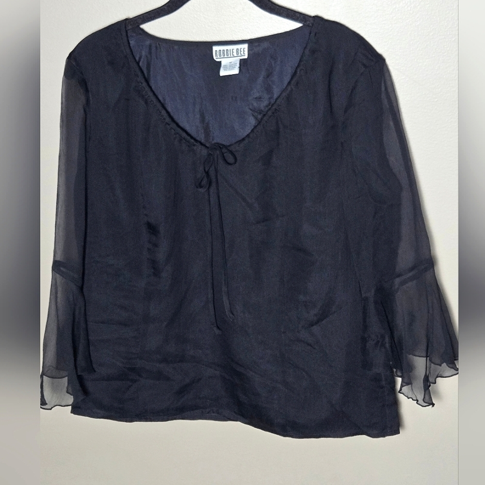 Vintage Robbie Bee Whimsigoth Bell Sleeve Witchy 100%‎ Silk Top, Medium